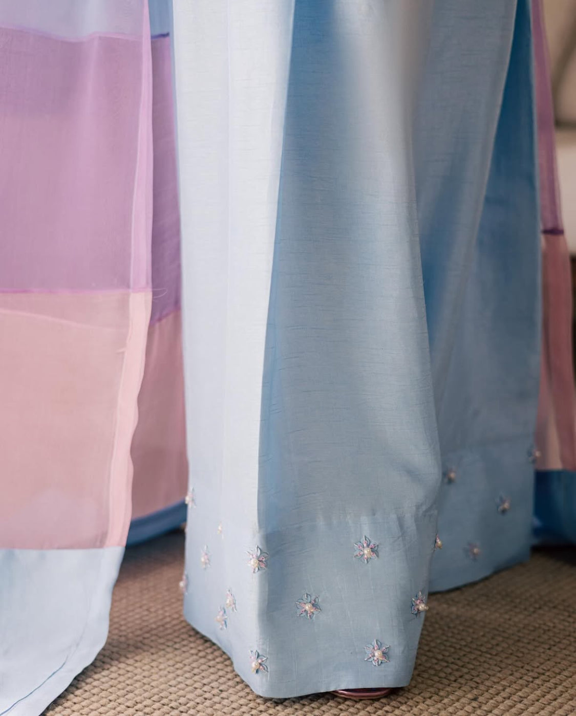CYAN-PURE RAW SILK