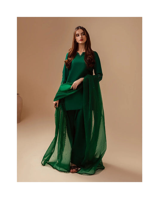 GREEN ARCHERD-PURE RAW SILK