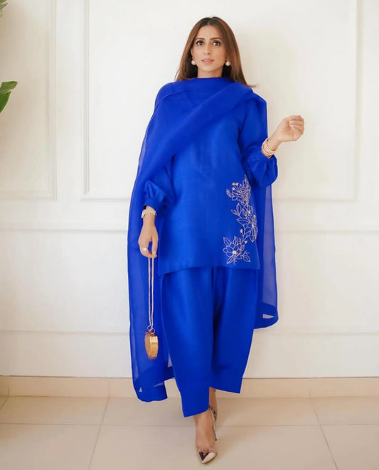 BLUE BERRY-PURE RAW SILK